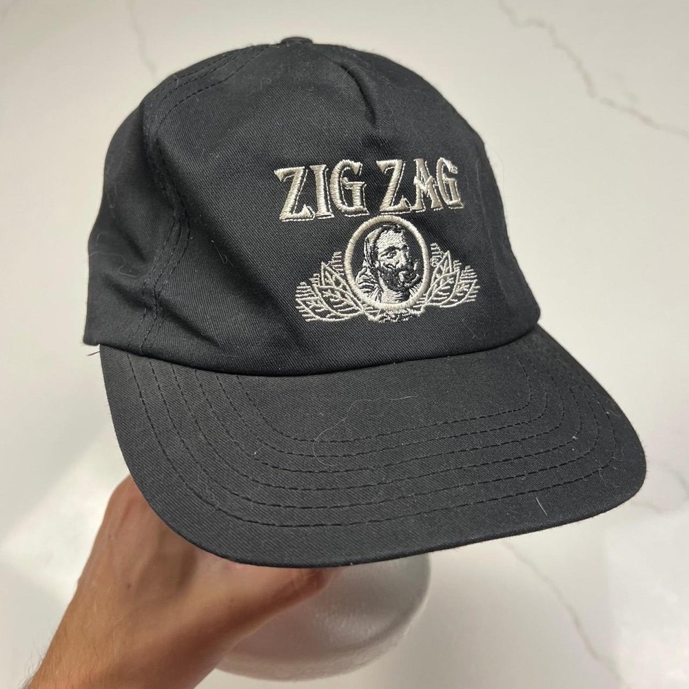 Zig Zag Rolling Papers Hat Mens Black Vintage Snapback Made in USA Logo Cap